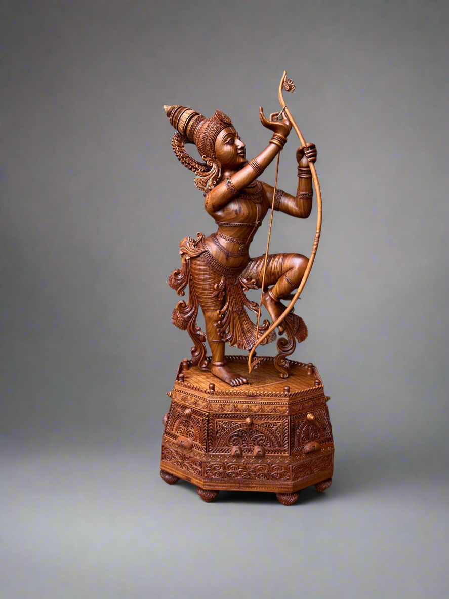 Rare Sandalwood Carving – Lord Rama at Sita Swayamvara - Malji Arts