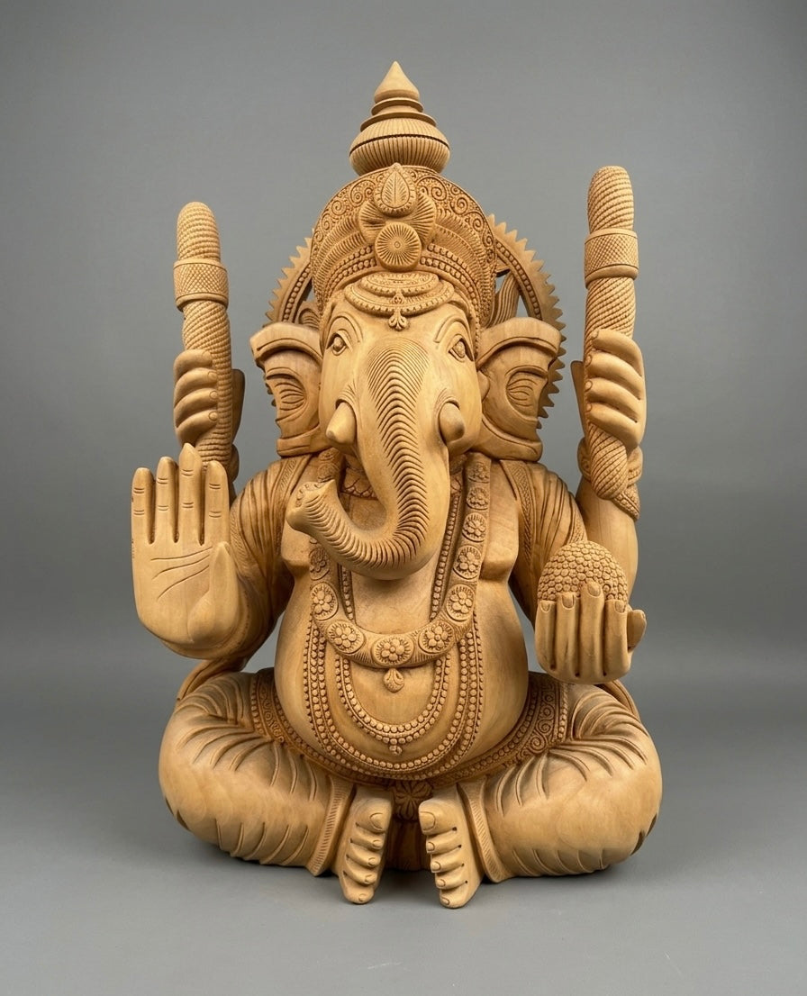 Kadam wood ganesha - Malji Arts