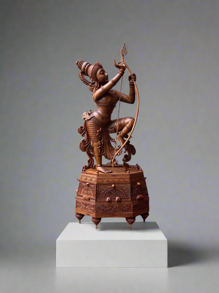 Rare Sandalwood Carving – Lord Rama at Sita Swayamvara - Malji Arts