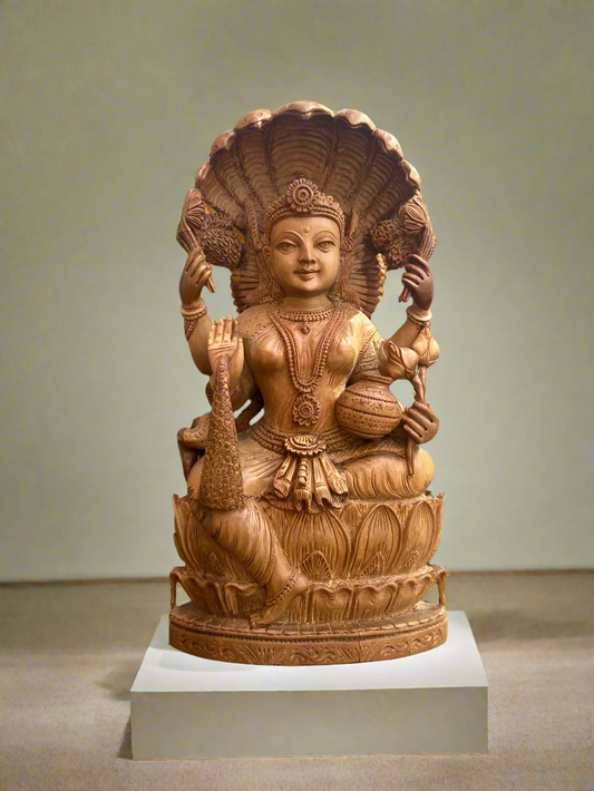 Sandalwood Goddess Laxmi Statue (10 inches) - Malji Arts