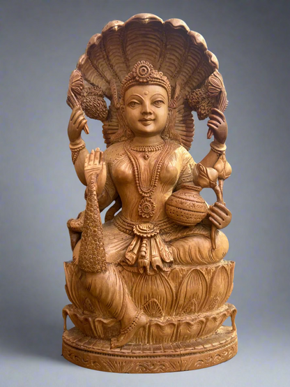 Sandalwood Goddess Laxmi Statue (10 inches) - Malji Arts