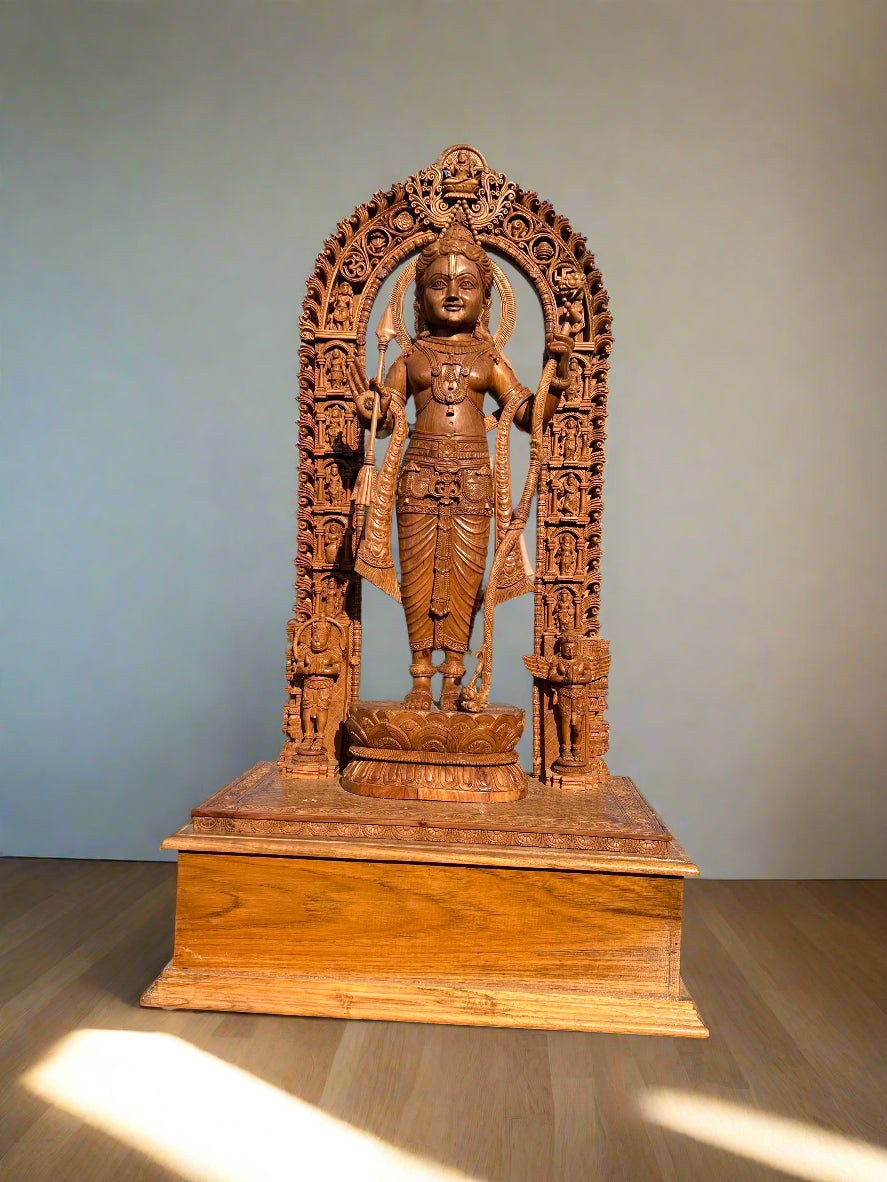 3ft Sandalwood Ram Lalla Statue — Replica of Ayodhya Ram Lalla Idol - Malji Arts