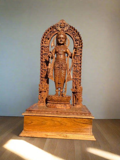 3ft Sandalwood Ram Lalla Statue — Replica of Ayodhya Ram Lalla Idol - Malji Arts