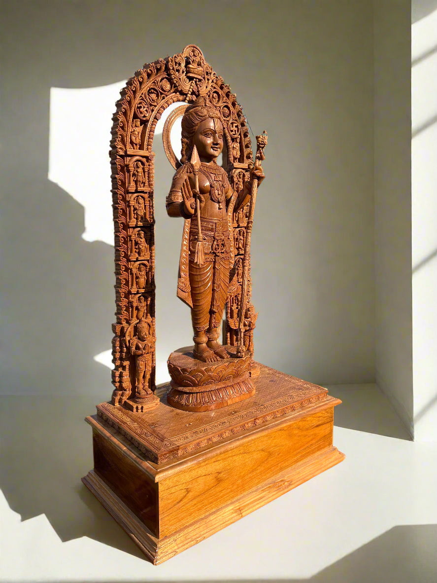 3ft Sandalwood Ram Lalla Statue — Replica of Ayodhya Ram Lalla Idol - Malji Arts