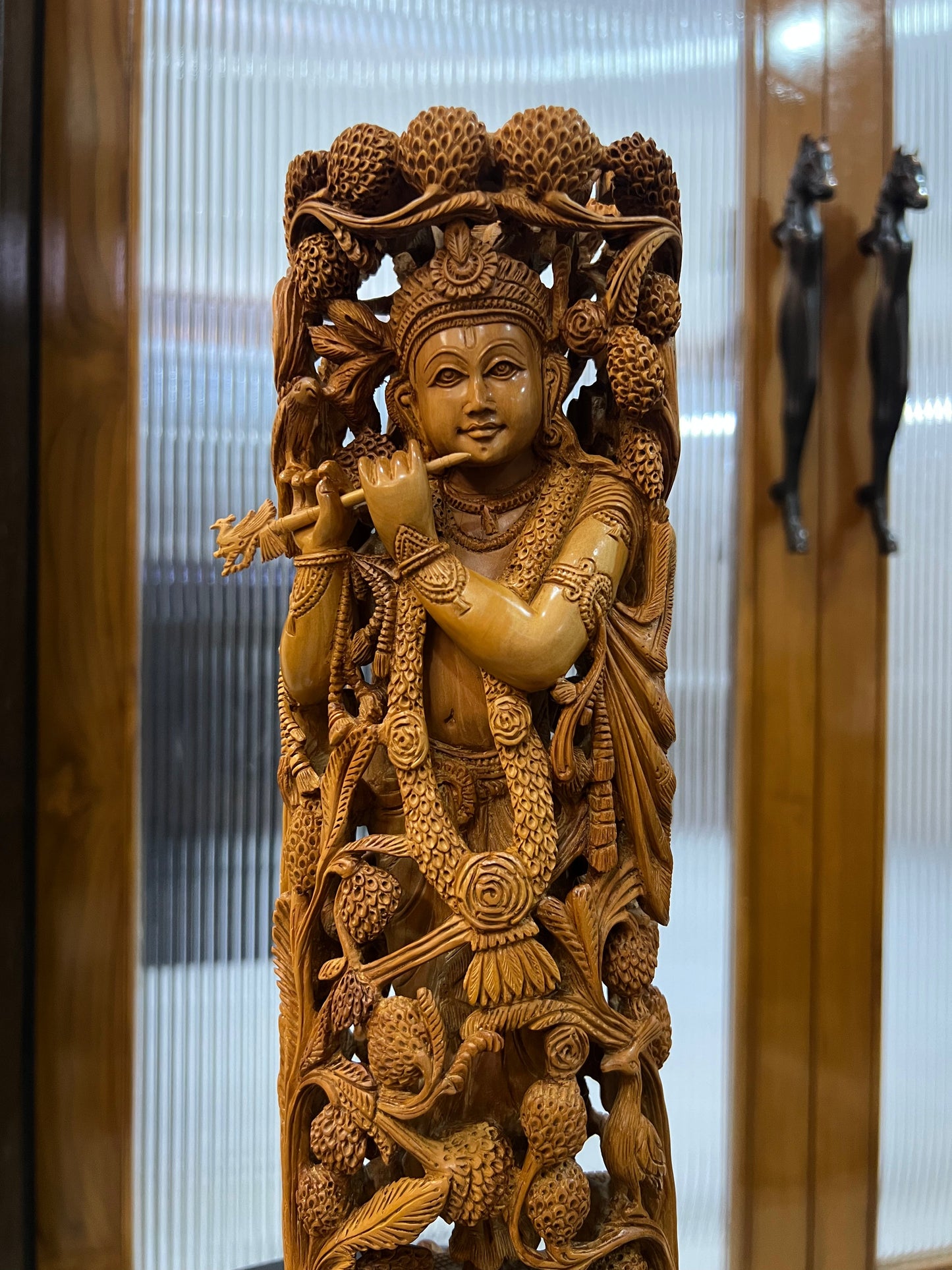 Masterpiece Sandalwood Krishna Statue (14" inches) - Malji Arts