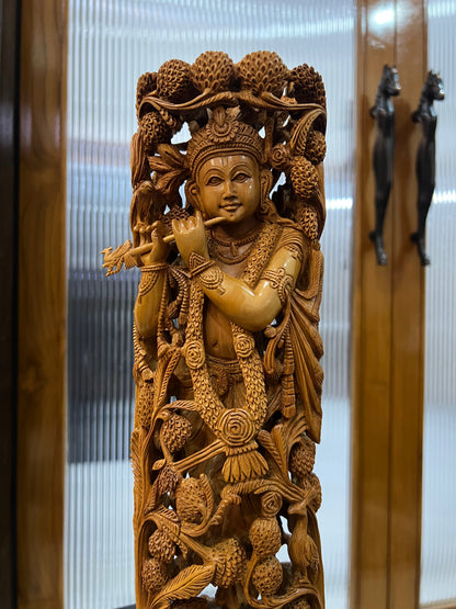 Masterpiece Sandalwood Krishna Statue (14" inches) - Malji Arts