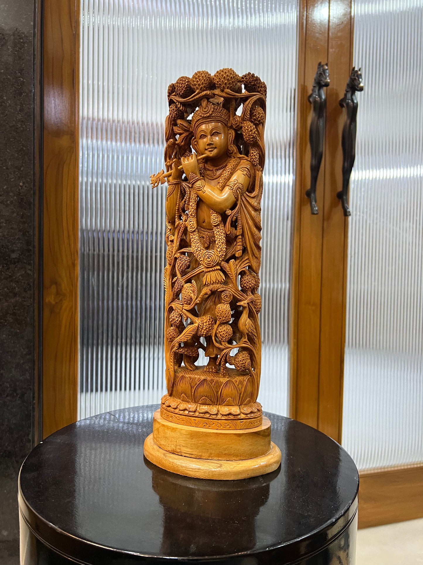 Masterpiece Sandalwood Krishna Statue (14" inches) - Malji Arts