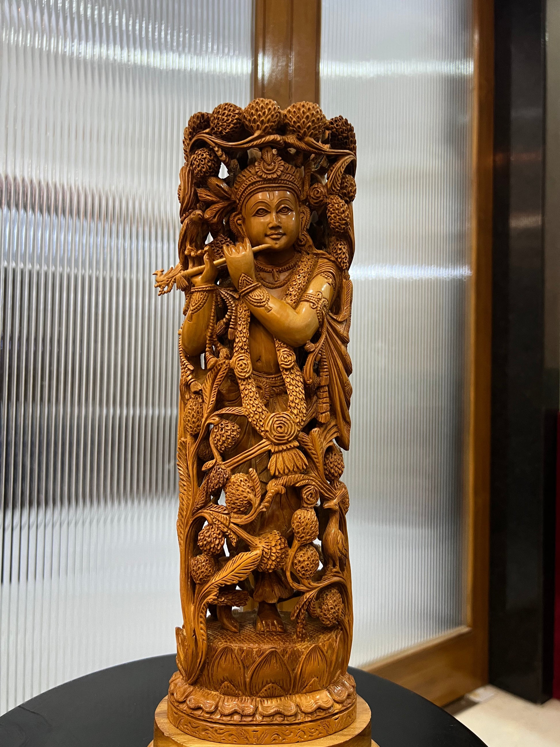 Masterpiece Sandalwood Krishna Statue (14" inches) - Malji Arts