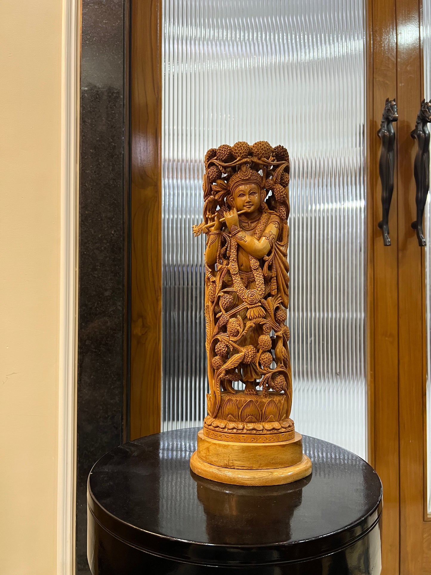 Masterpiece Sandalwood Krishna Statue (14" inches) - Malji Arts