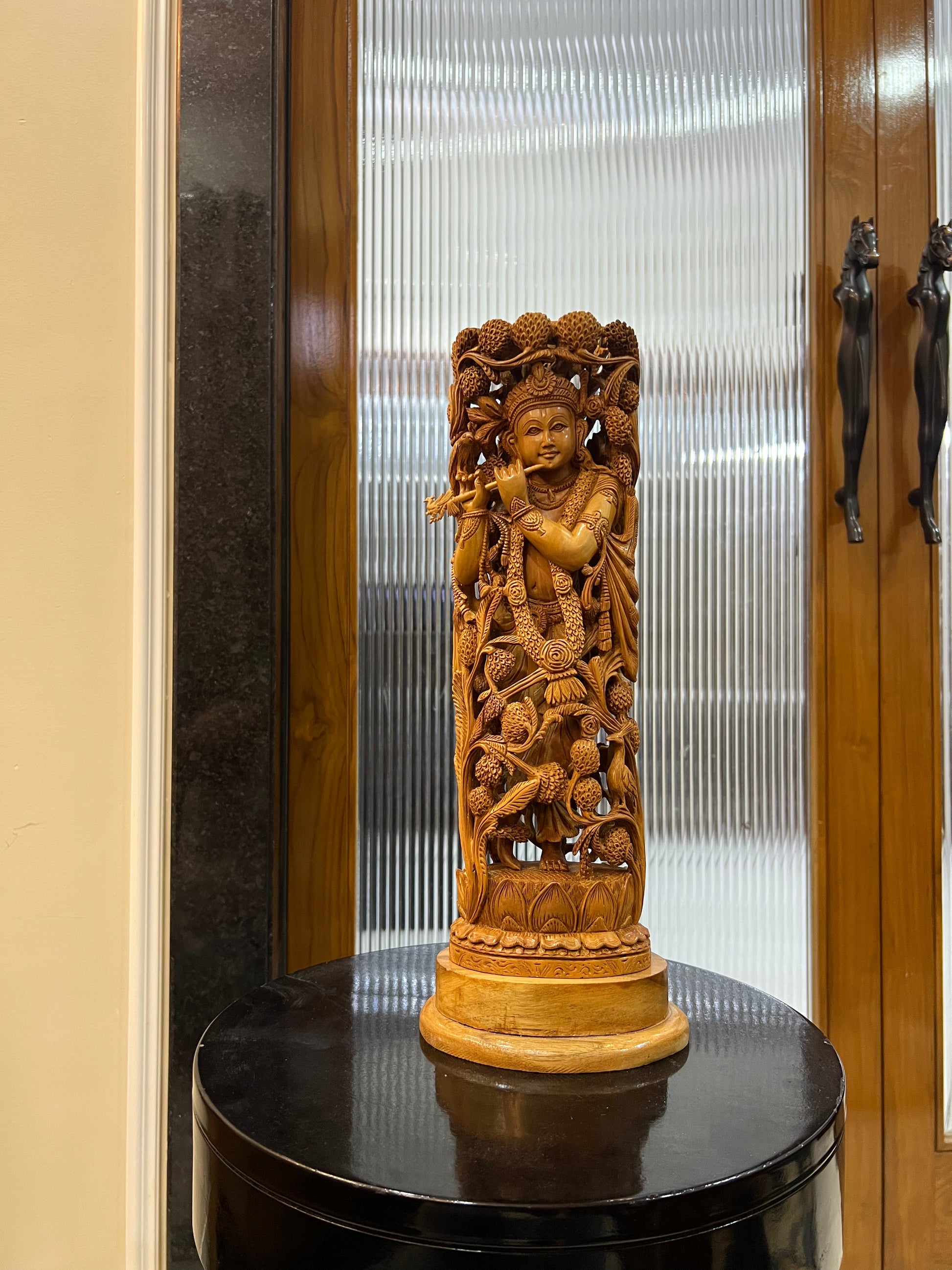 Masterpiece Sandalwood Krishna Statue (14" inches) - Malji Arts