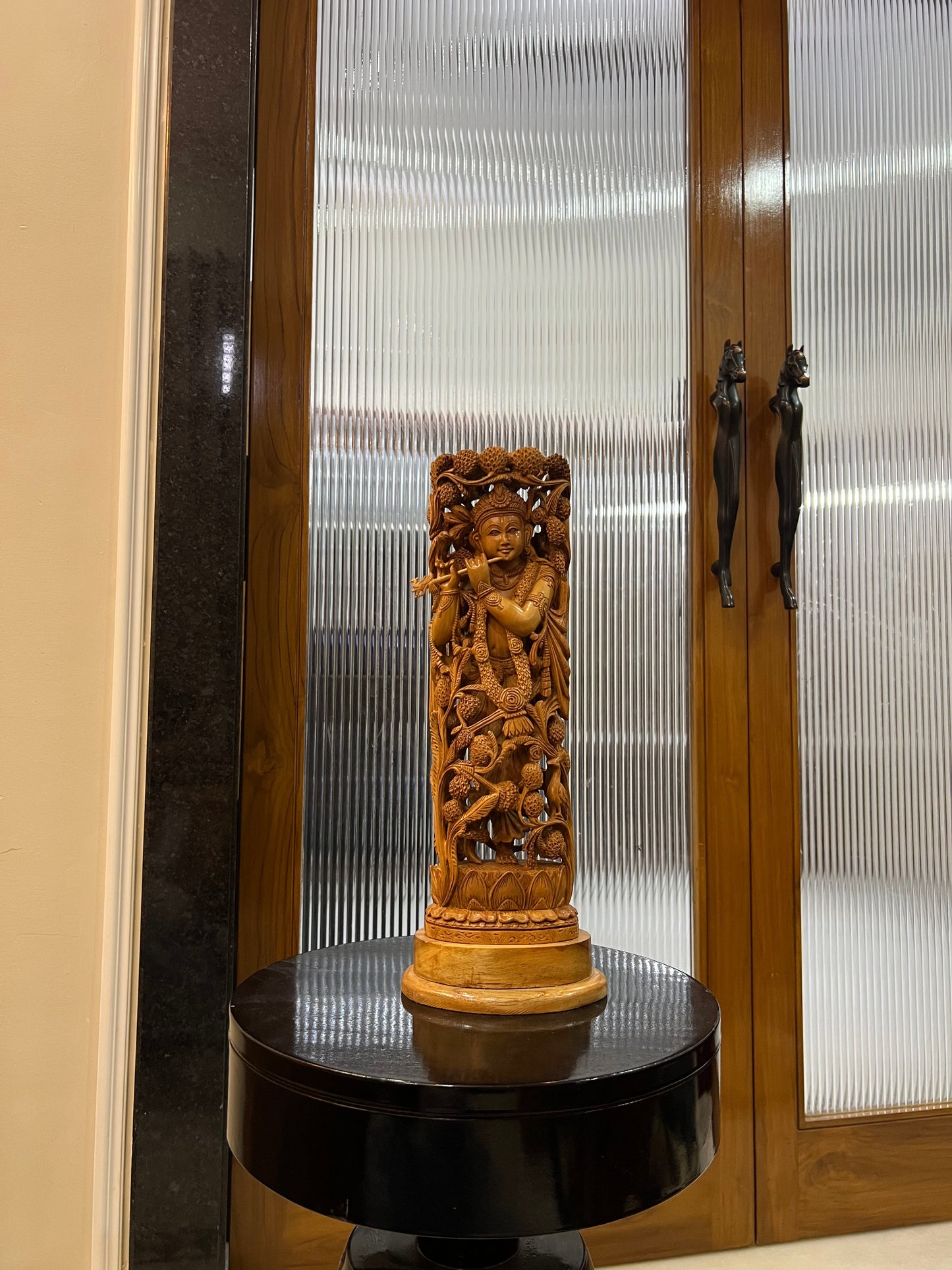 Masterpiece Sandalwood Krishna Statue (14" inches) - Malji Arts