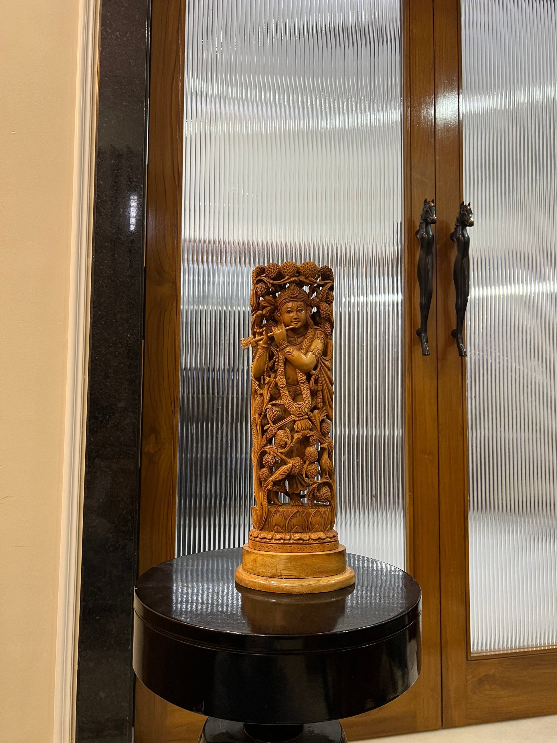 Masterpiece Sandalwood Krishna Statue (14" inches) - Malji Arts