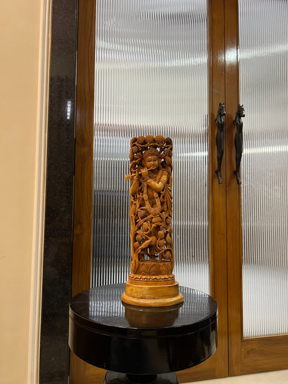 Masterpiece Sandalwood Krishna Statue (14" inches) - Malji Arts