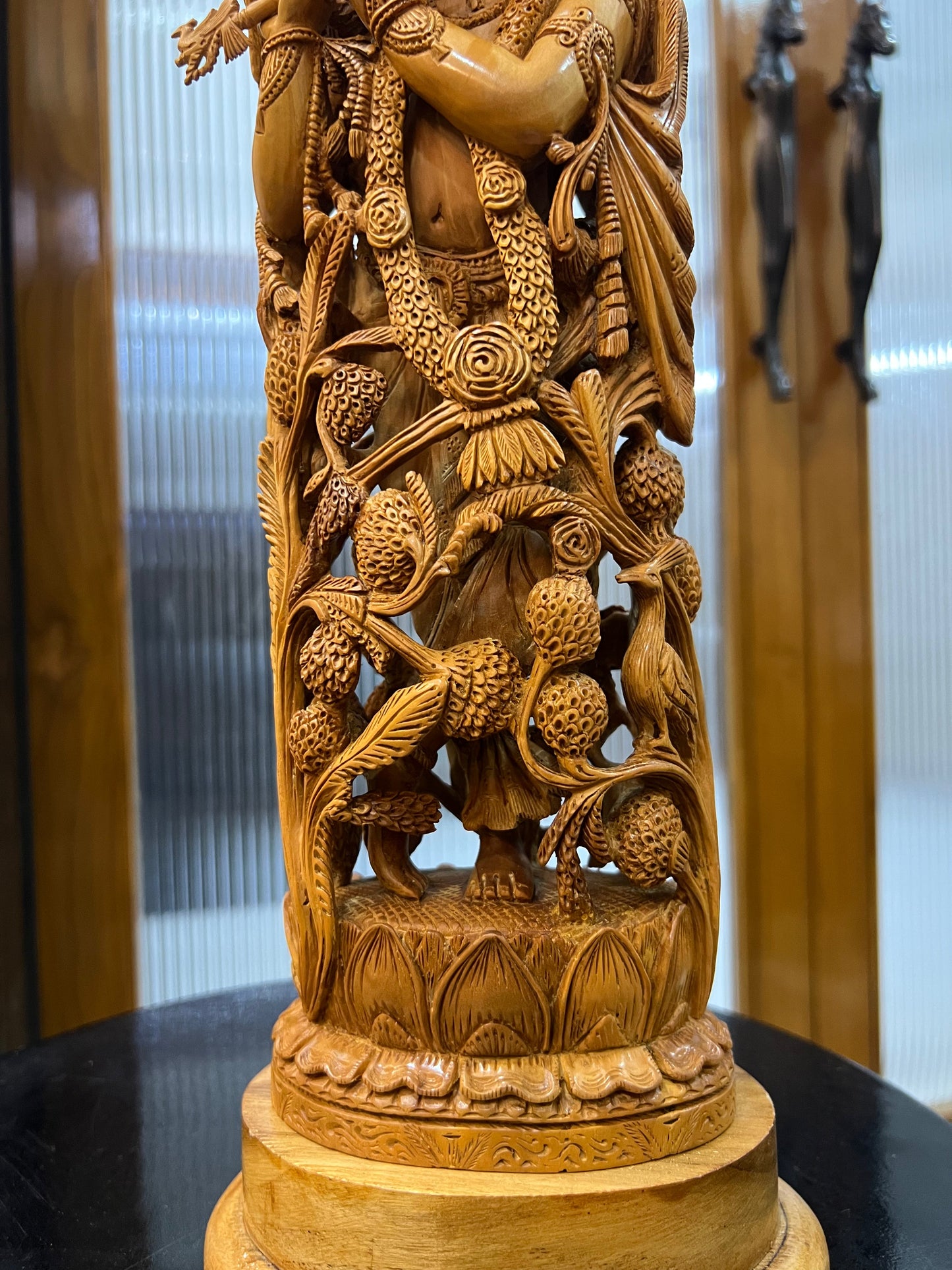 Masterpiece Sandalwood Krishna Statue (14" inches) - Malji Arts