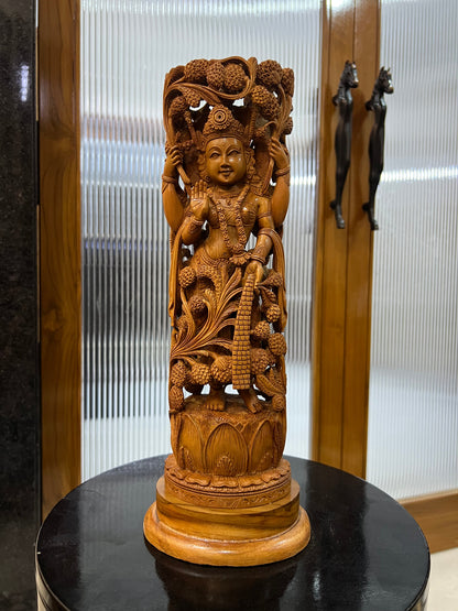 Sandalwood Standing Lakshmi Statue (15" inches) - Malji Arts