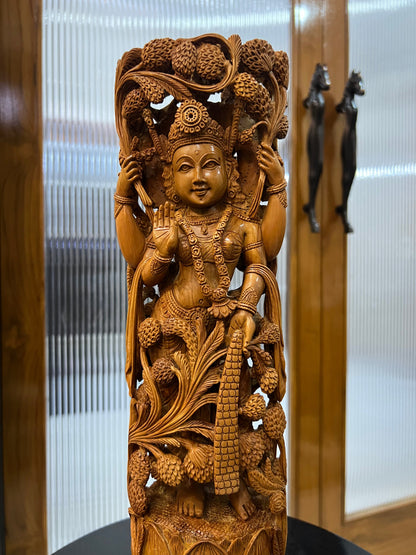 Sandalwood Standing Lakshmi Statue (15" inches) - Malji Arts