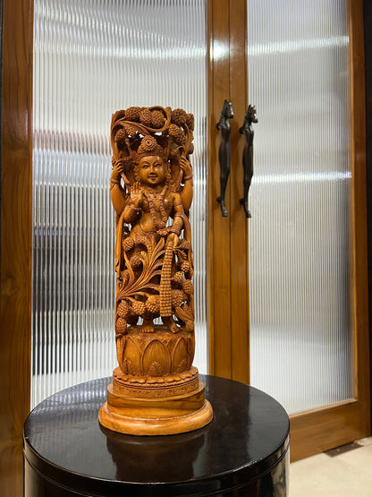 Sandalwood Standing Lakshmi Statue (15" inches) - Malji Arts