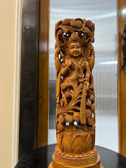 Sandalwood Standing Lakshmi Statue (15" inches) - Malji Arts