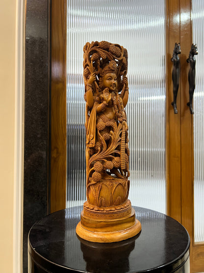 Sandalwood Standing Lakshmi Statue (15" inches) - Malji Arts