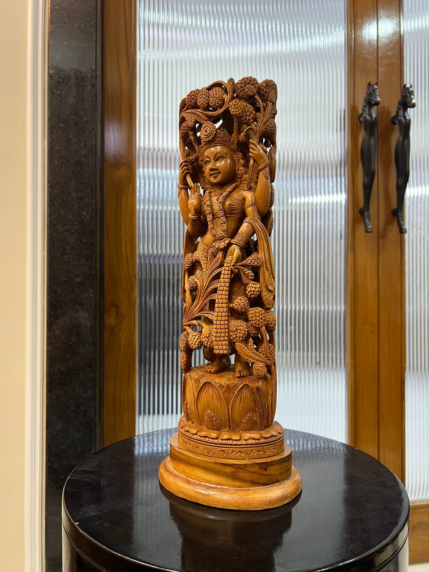 Sandalwood Standing Lakshmi Statue (15" inches) - Malji Arts