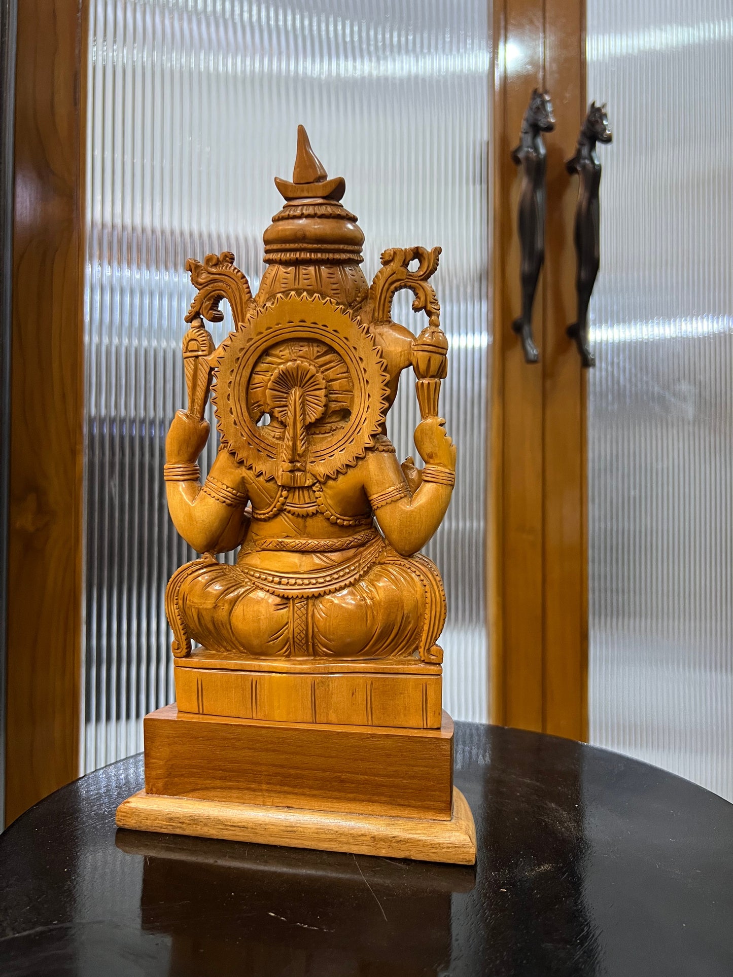 Sandalwood Old Hand Carved Ganesha Sitting (10 inches) - Malji Arts