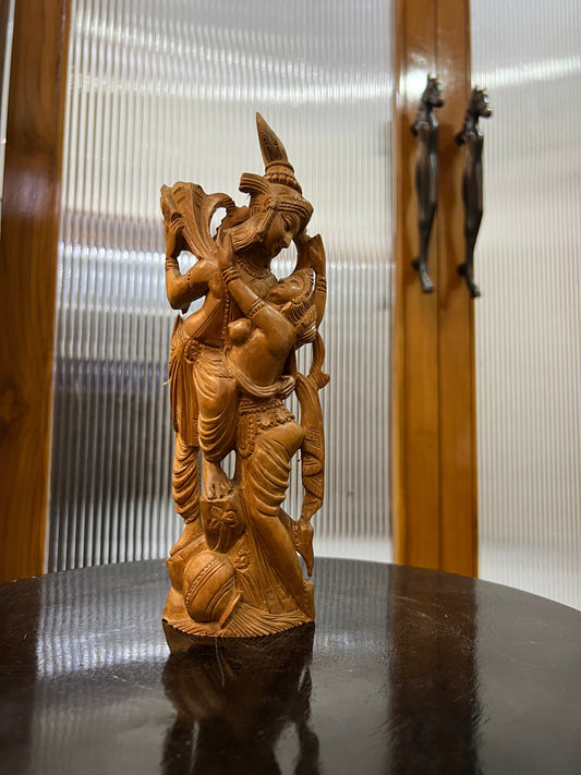 Sandalwood Radha Krishna Love Statue (10 Inches) - Malji Arts