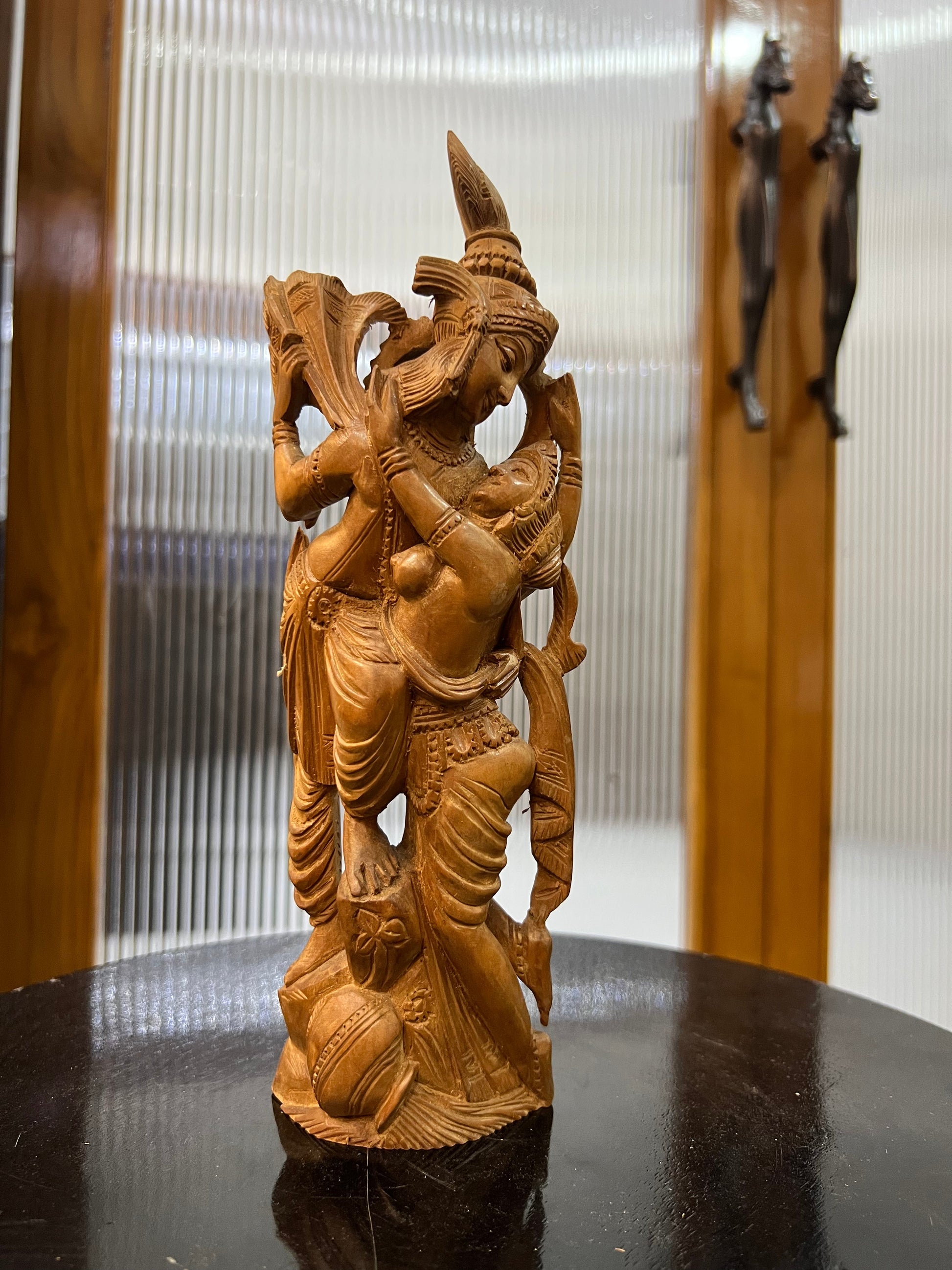 Sandalwood Radha Krishna Love Statue (10 Inches) - Malji Arts