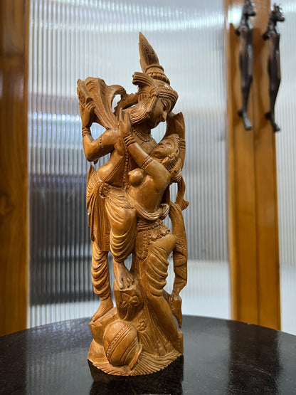 Sandalwood Radha Krishna Love Statue (10 Inches) - Malji Arts
