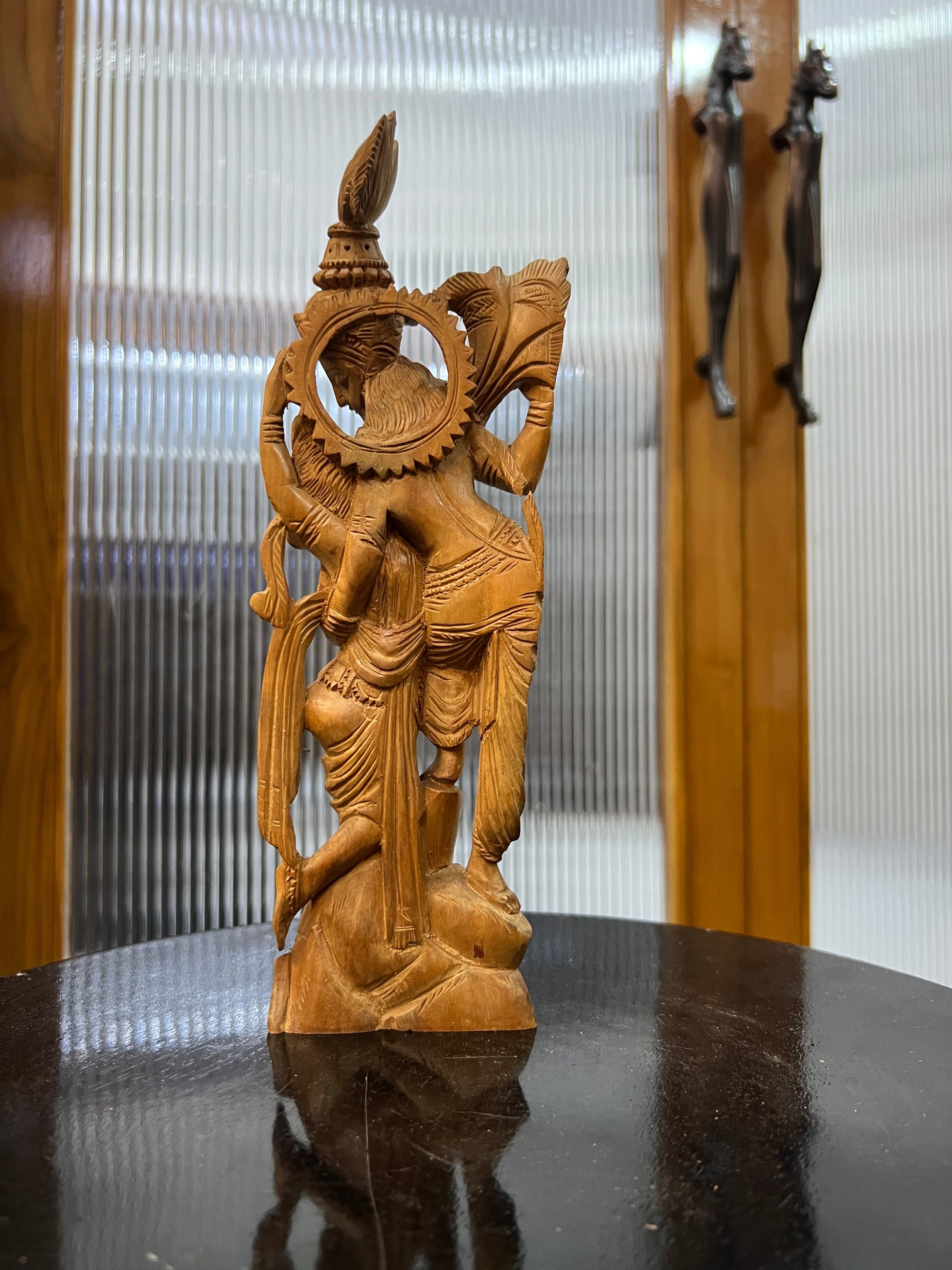 Sandalwood Radha Krishna Love Statue (10 Inches) - Malji Arts