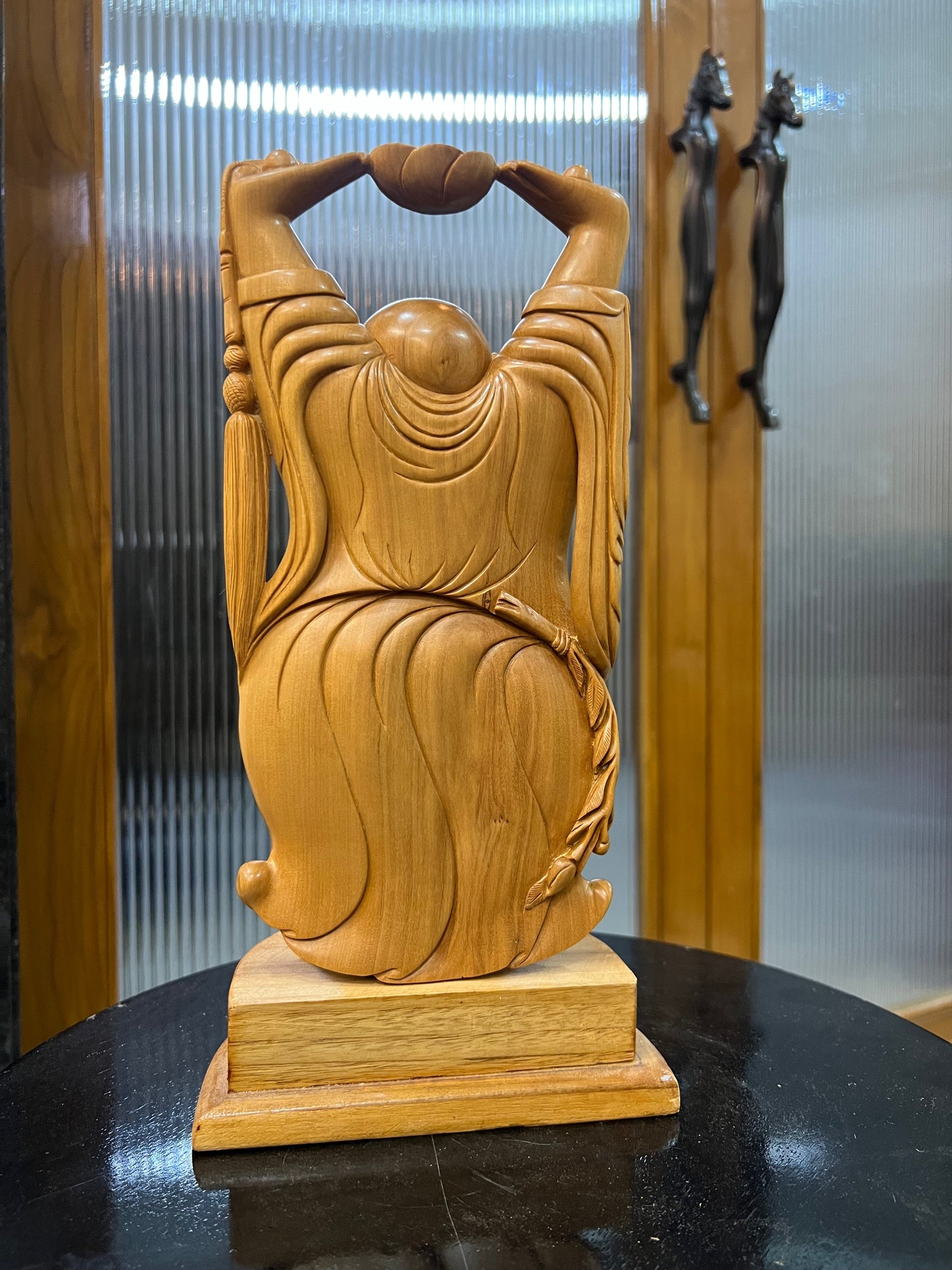 Sandalwood Laughing Buddha Carving - Malji Arts