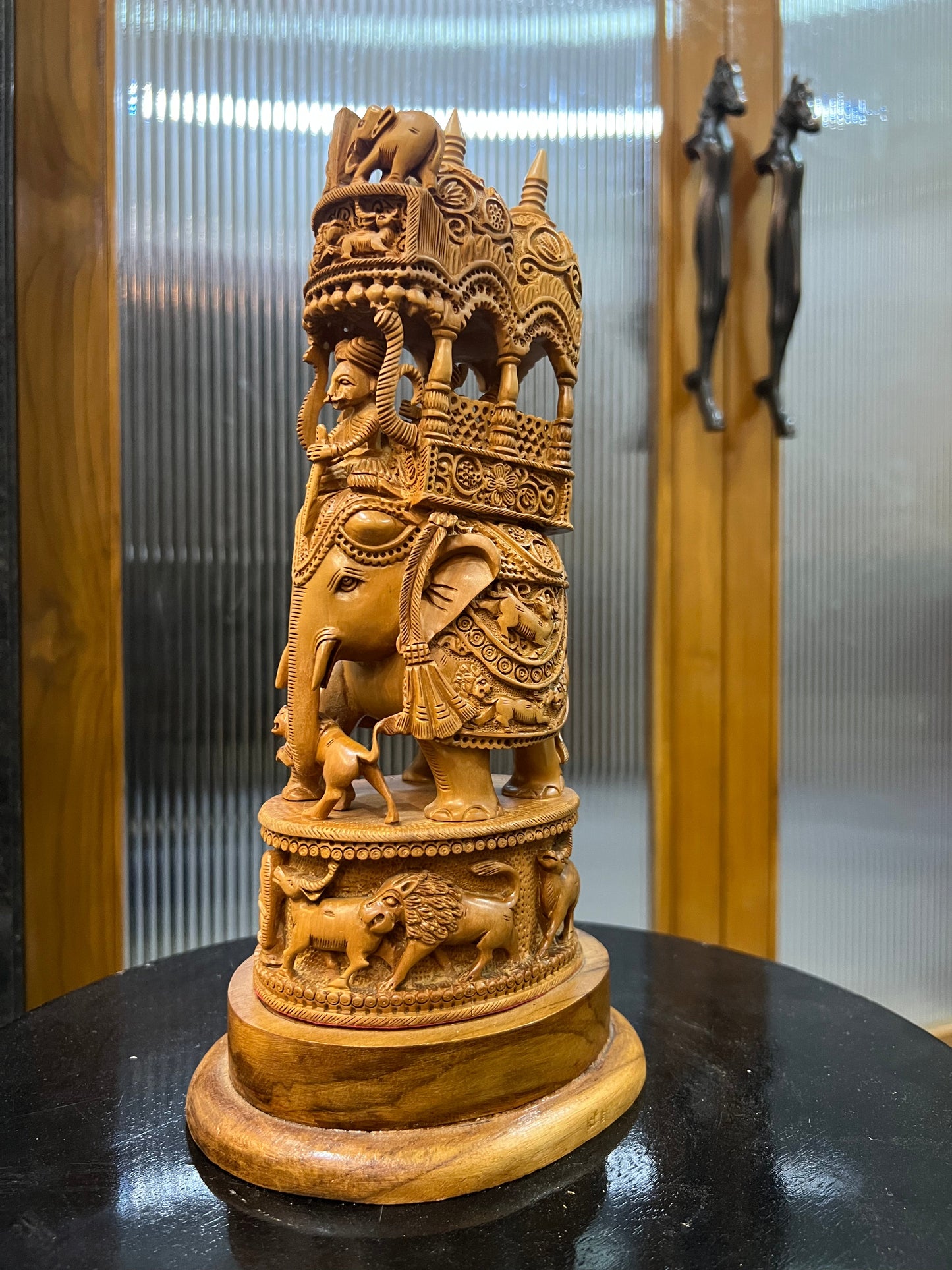 Sandalwood Fine Carved Sikar Carving Ambabari (12" inches) - Malji Arts