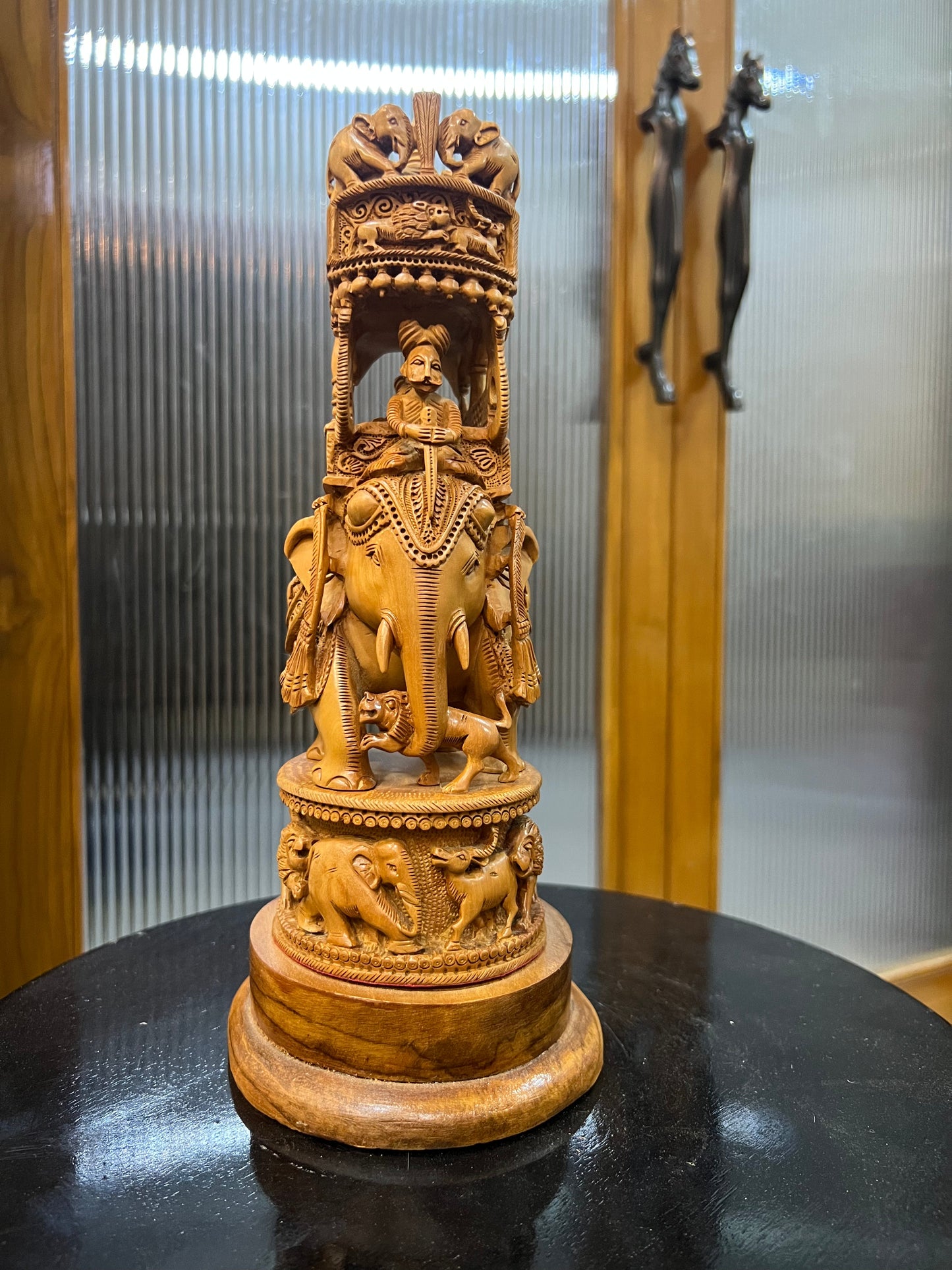 Sandalwood Fine Carved Sikar Carving Ambabari (12" inches) - Malji Arts