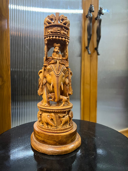 Sandalwood Fine Carved Sikar Carving Ambabari (12" inches) - Malji Arts