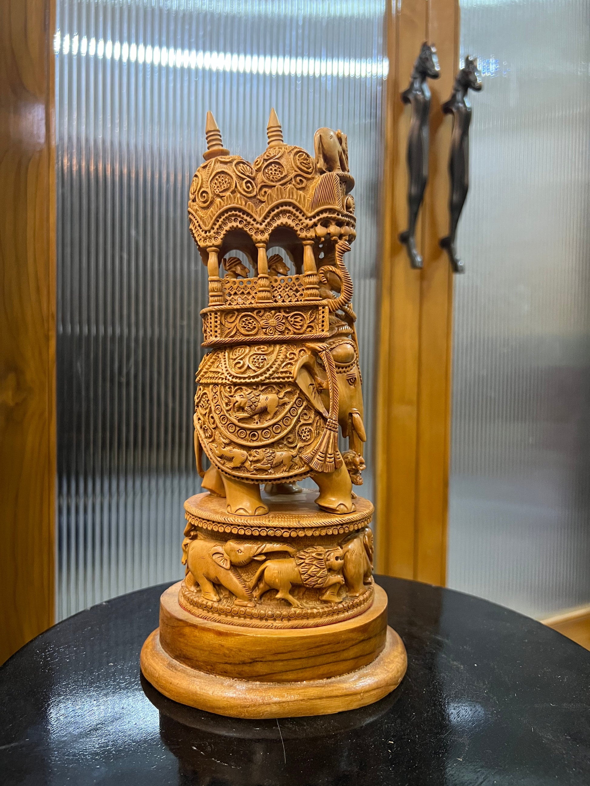 Sandalwood Fine Carved Sikar Carving Ambabari (12" inches) - Malji Arts