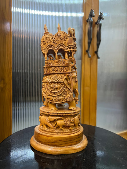 Sandalwood Fine Carved Sikar Carving Ambabari (12" inches) - Malji Arts