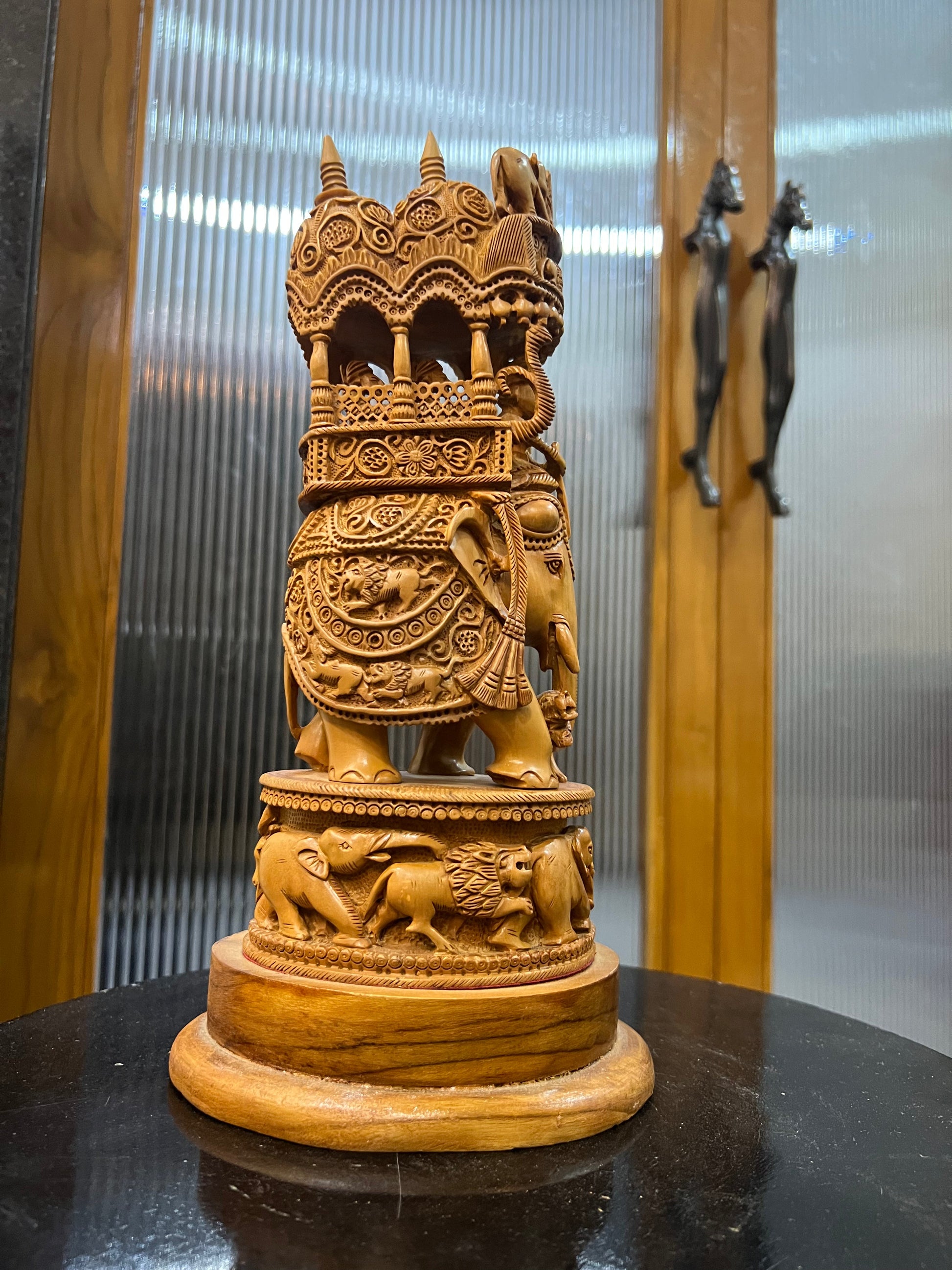 Sandalwood Fine Carved Sikar Carving Ambabari (12" inches) - Malji Arts