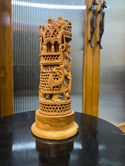 Sandalwood Ambabari Jali Statue (Undercut) 10" inches - Malji Arts