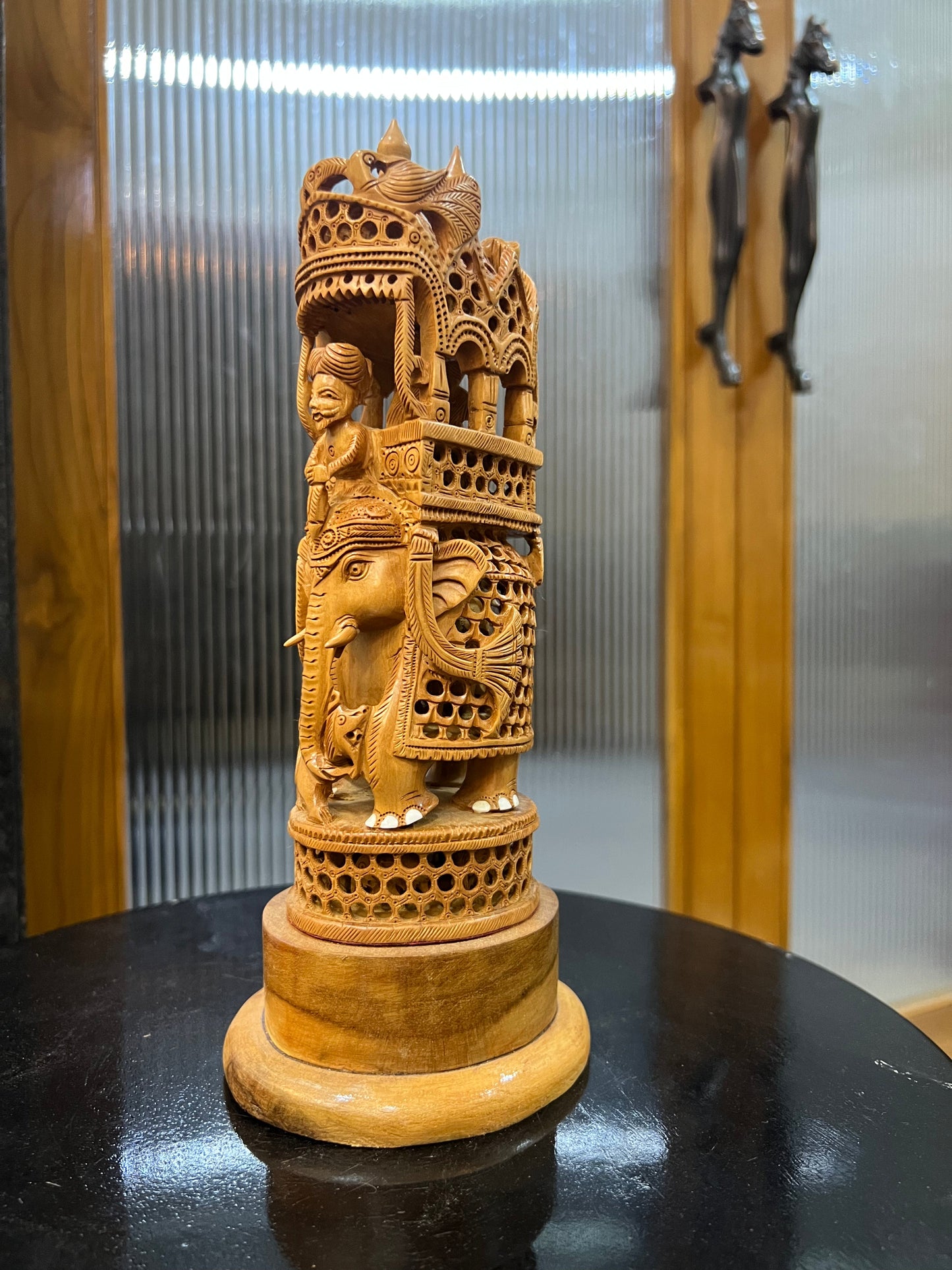 Sandalwood Ambabari Jali Statue (Undercut) 10" inches - Malji Arts