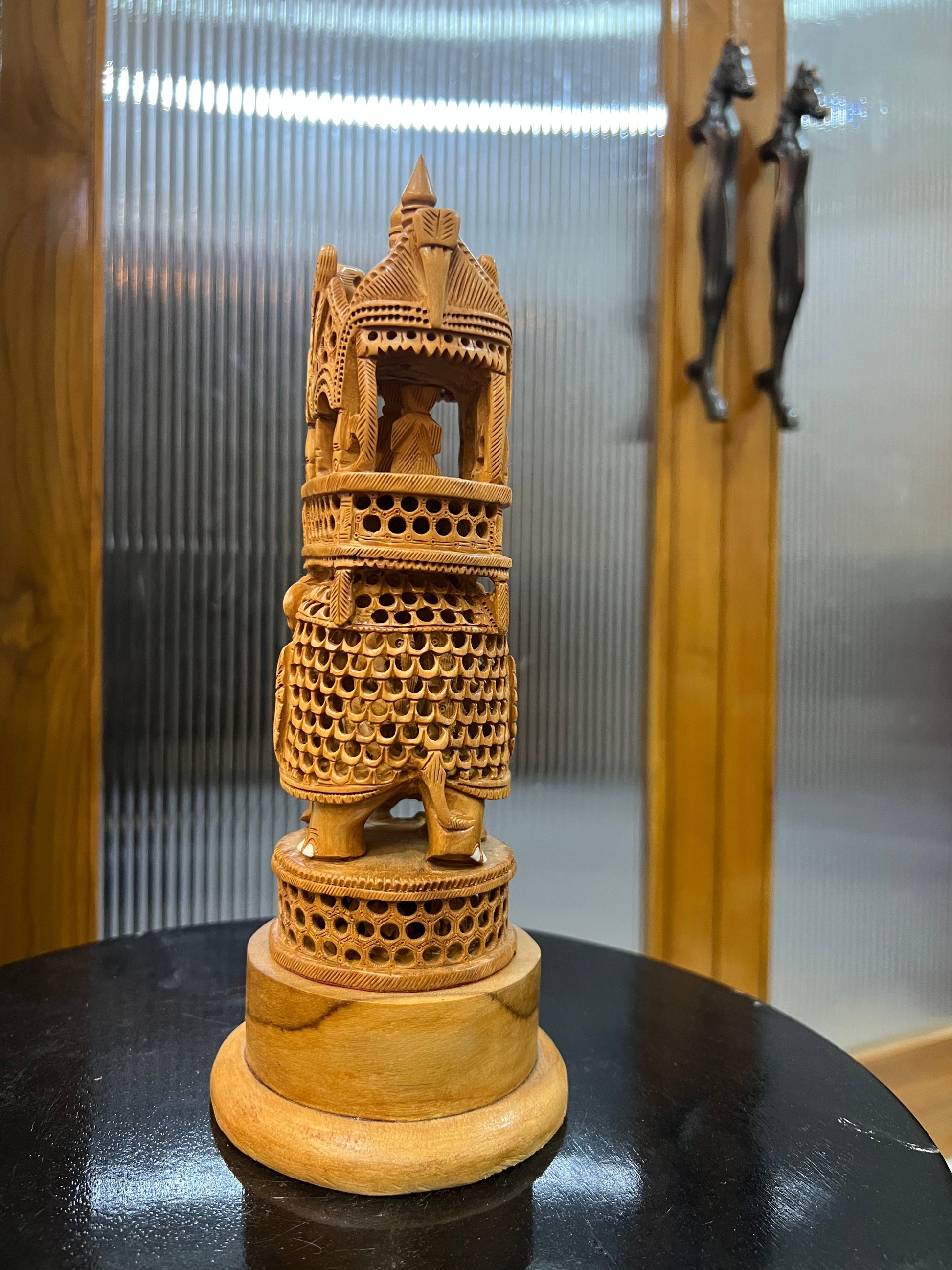 Sandalwood Ambabari Jali Statue (Undercut) 10" inches - Malji Arts