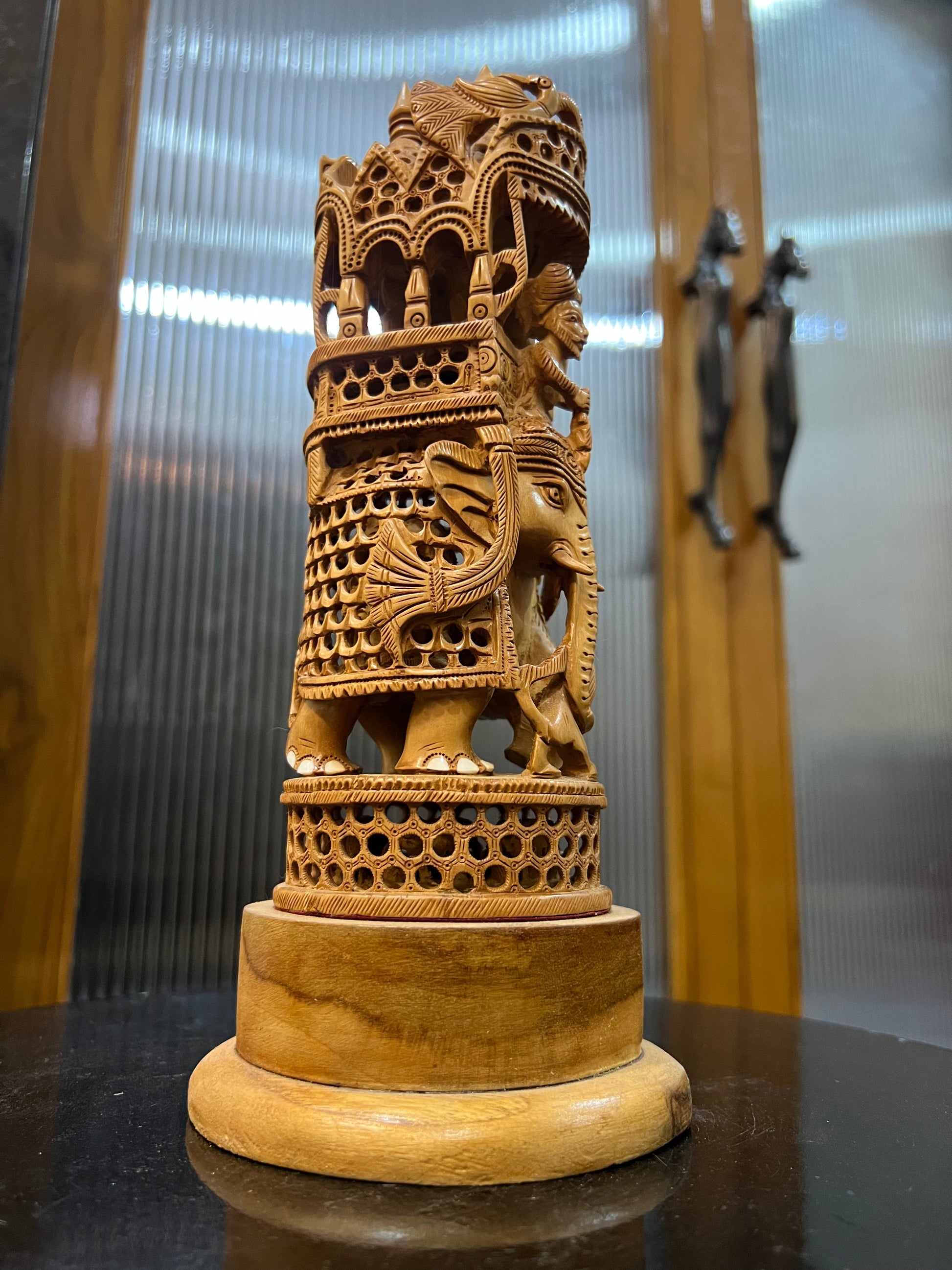 Sandalwood Ambabari Jali Statue (Undercut) 10" inches - Malji Arts