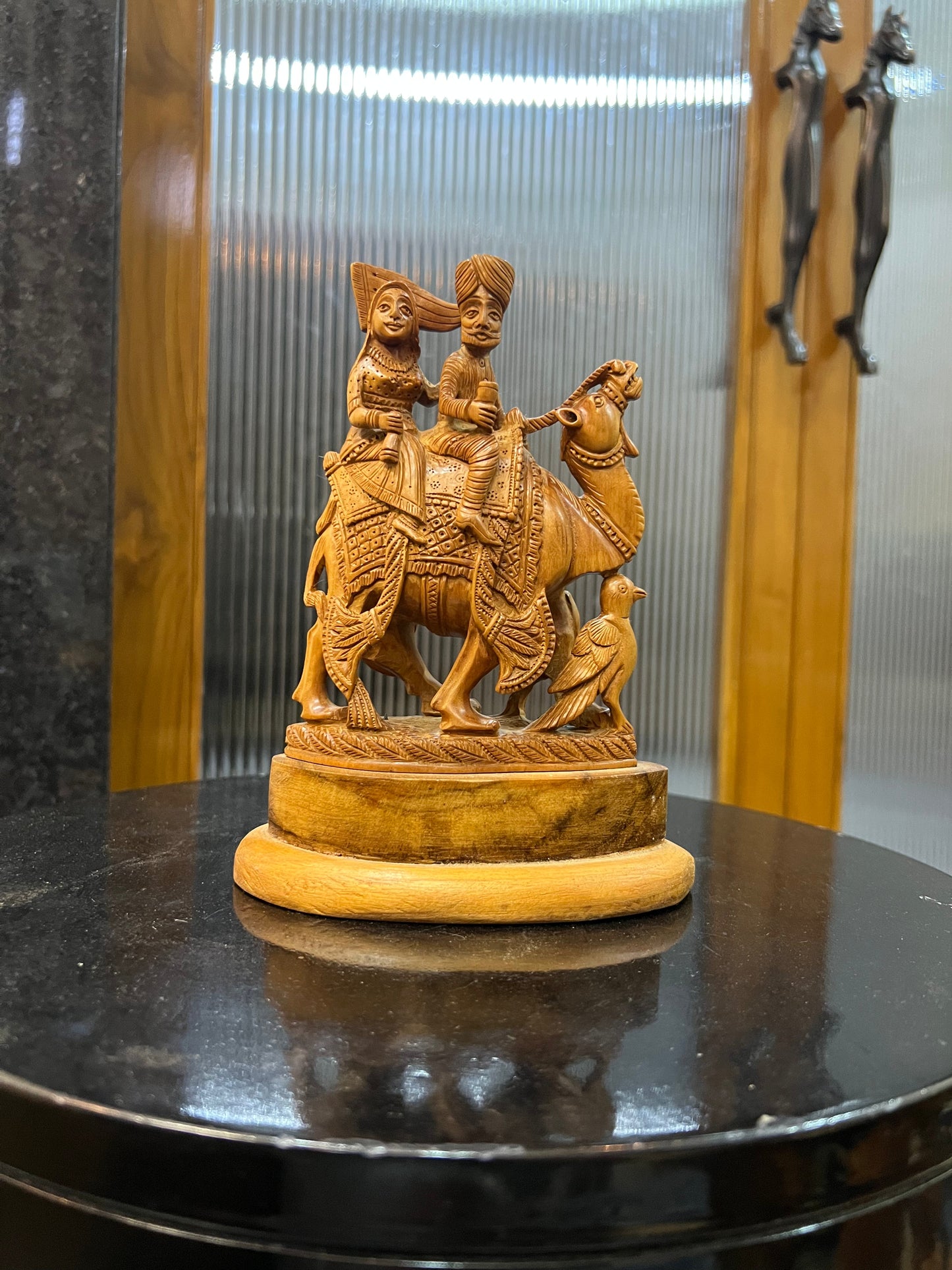 Sandalwood Dhola Maru Statue Chandan Showpiece Idol (8" inch) - Malji Arts