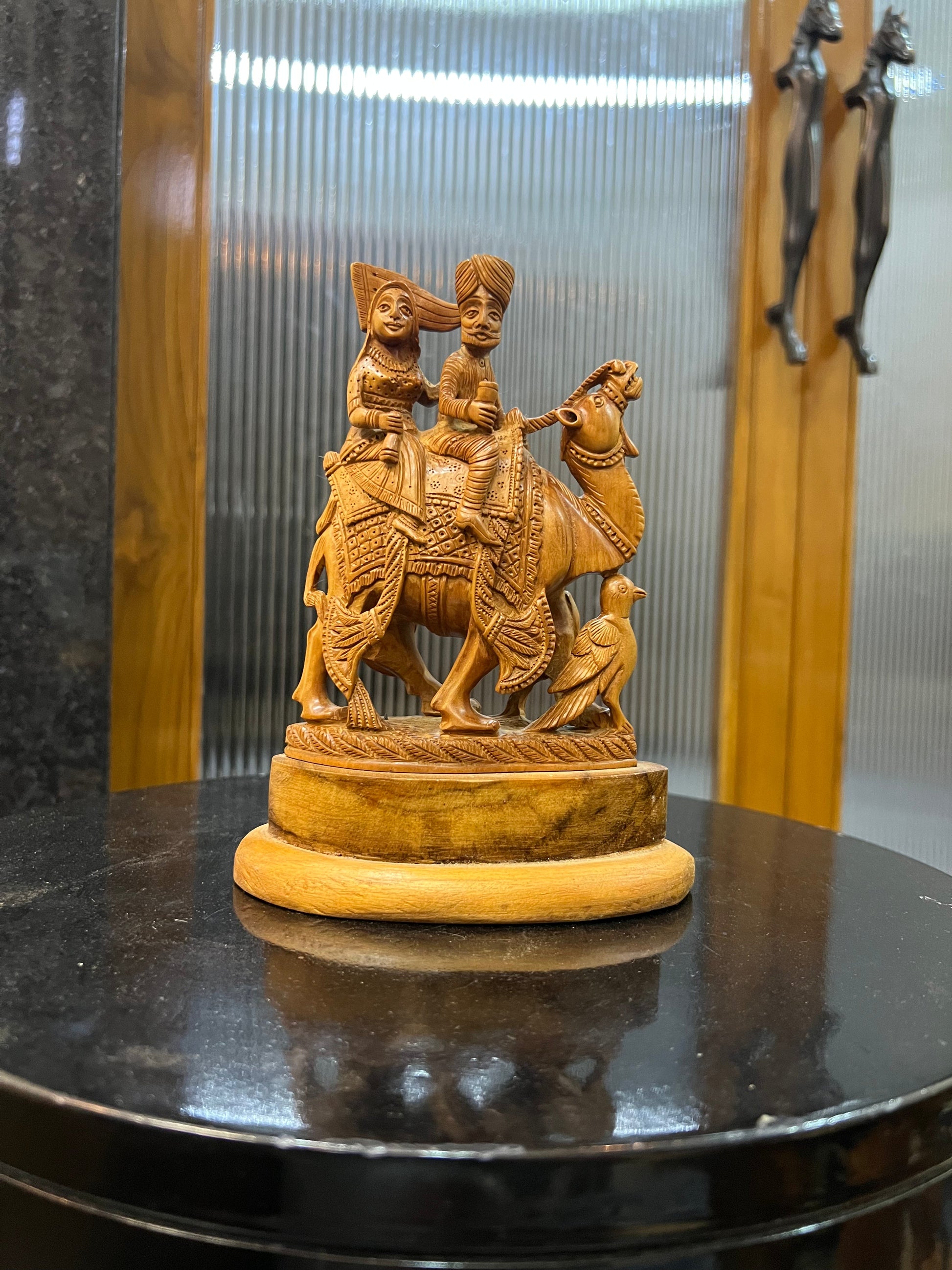 Sandalwood Dhola Maru Statue Chandan Showpiece Idol (8" inch) - Malji Arts