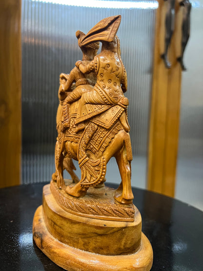 Sandalwood Dhola Maru Statue Chandan Showpiece Idol (8" inch) - Malji Arts