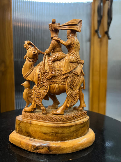 Sandalwood Dhola Maru Statue Chandan Showpiece Idol (8" inch) - Malji Arts