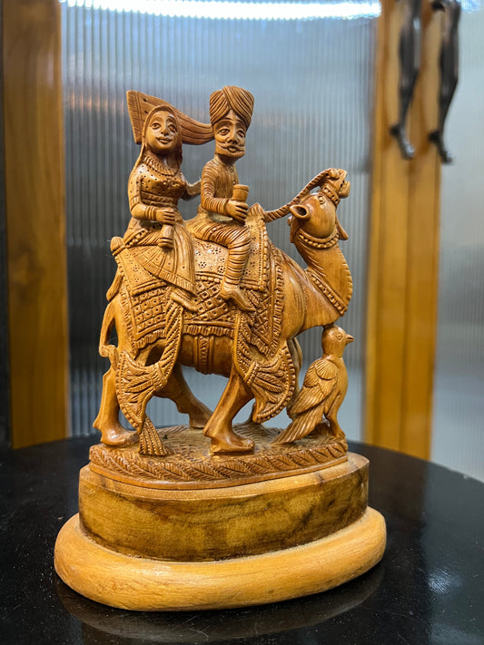 Sandalwood Dhola Maru Statue Chandan Showpiece Idol (8" inch) - Malji Arts