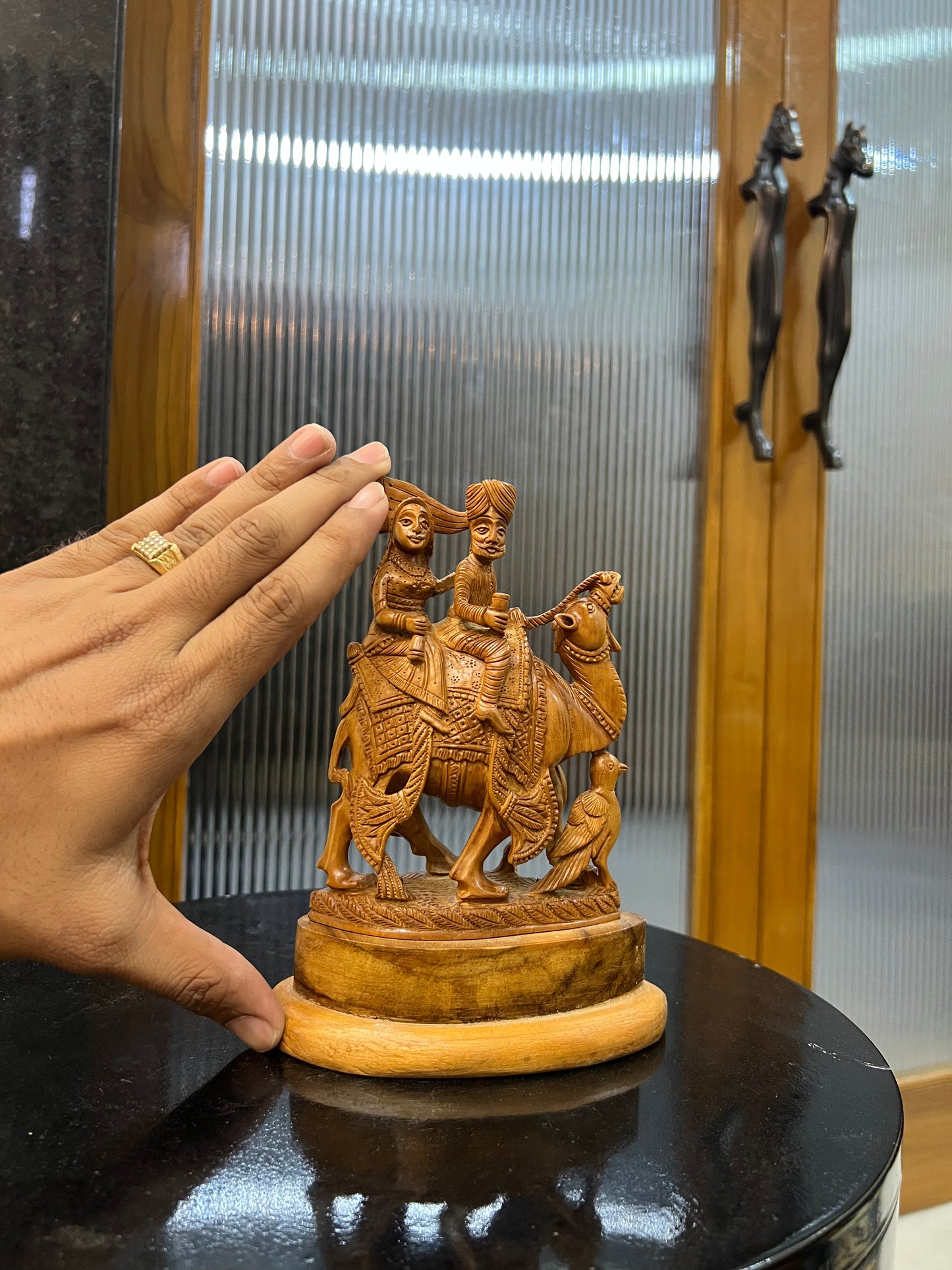 Sandalwood Dhola Maru Statue Chandan Showpiece Idol (8" inch) - Malji Arts