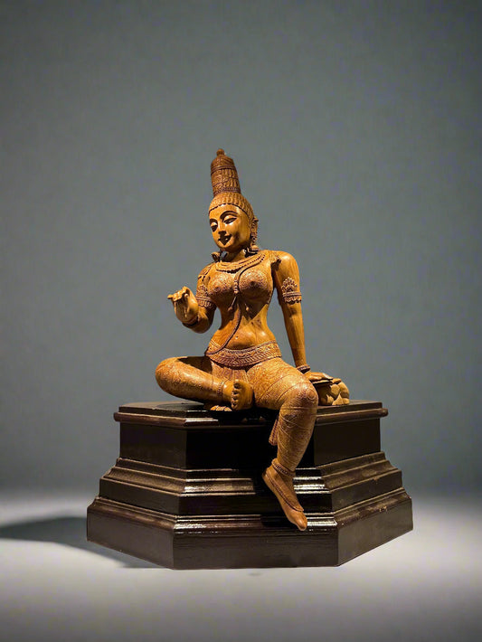 Sandalwood scupture of Devi Uma as Bhogashakti - Malji Arts