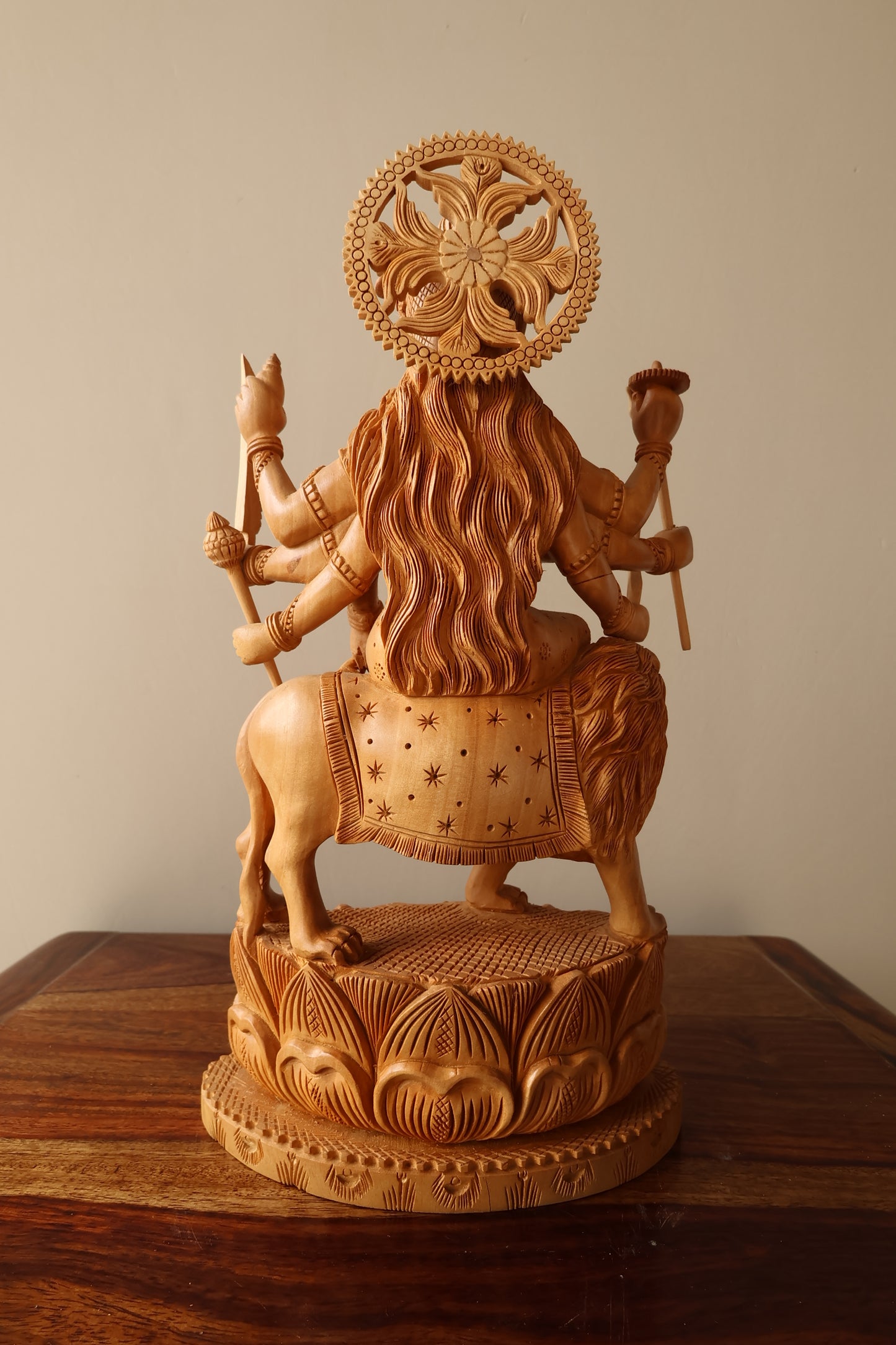 wooden Carved Durga Statue - Malji Arts