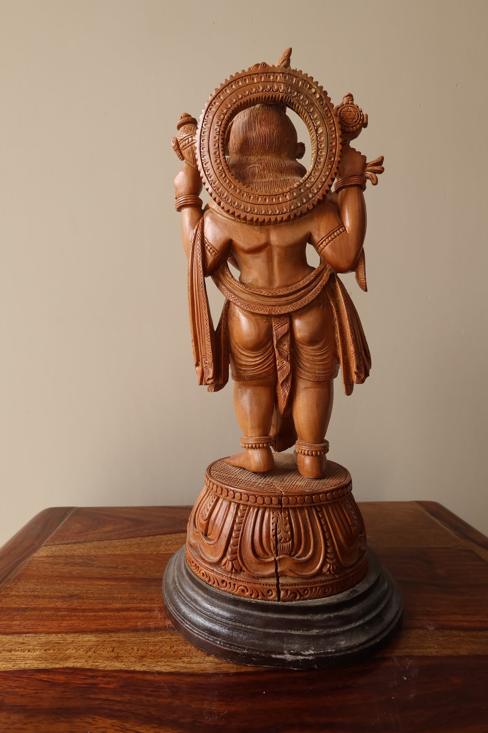 Sandalwood Krishna Standing 4 Hands Rare Piece - Malji Arts