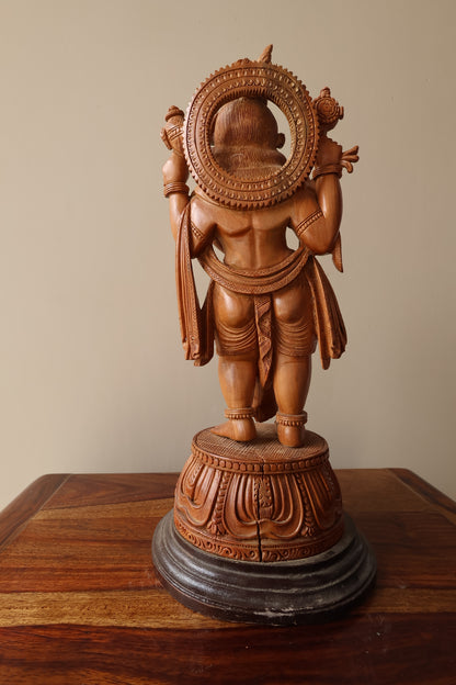 Sandalwood Krishna Standing 4 Hands Rare Piece - Malji Arts